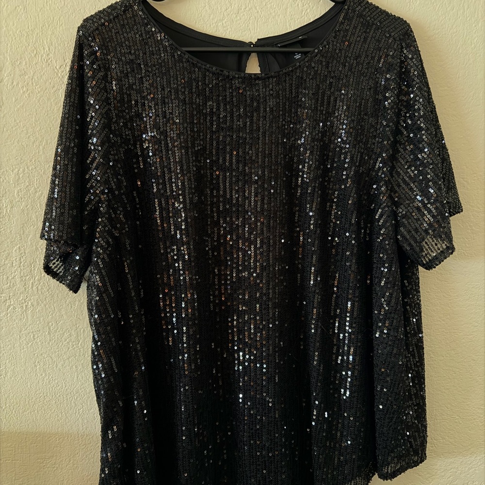 Torrid Black Sequin Blouse